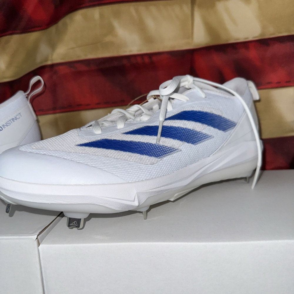 Adidas Adizero Instinct Womens Softball Metal Cleats Size 10 White / Royal Blue - Picture 5 of 7